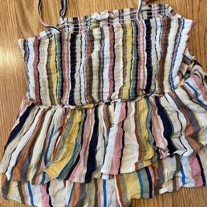 THML Multicolor Striped Ruffle Tank Top